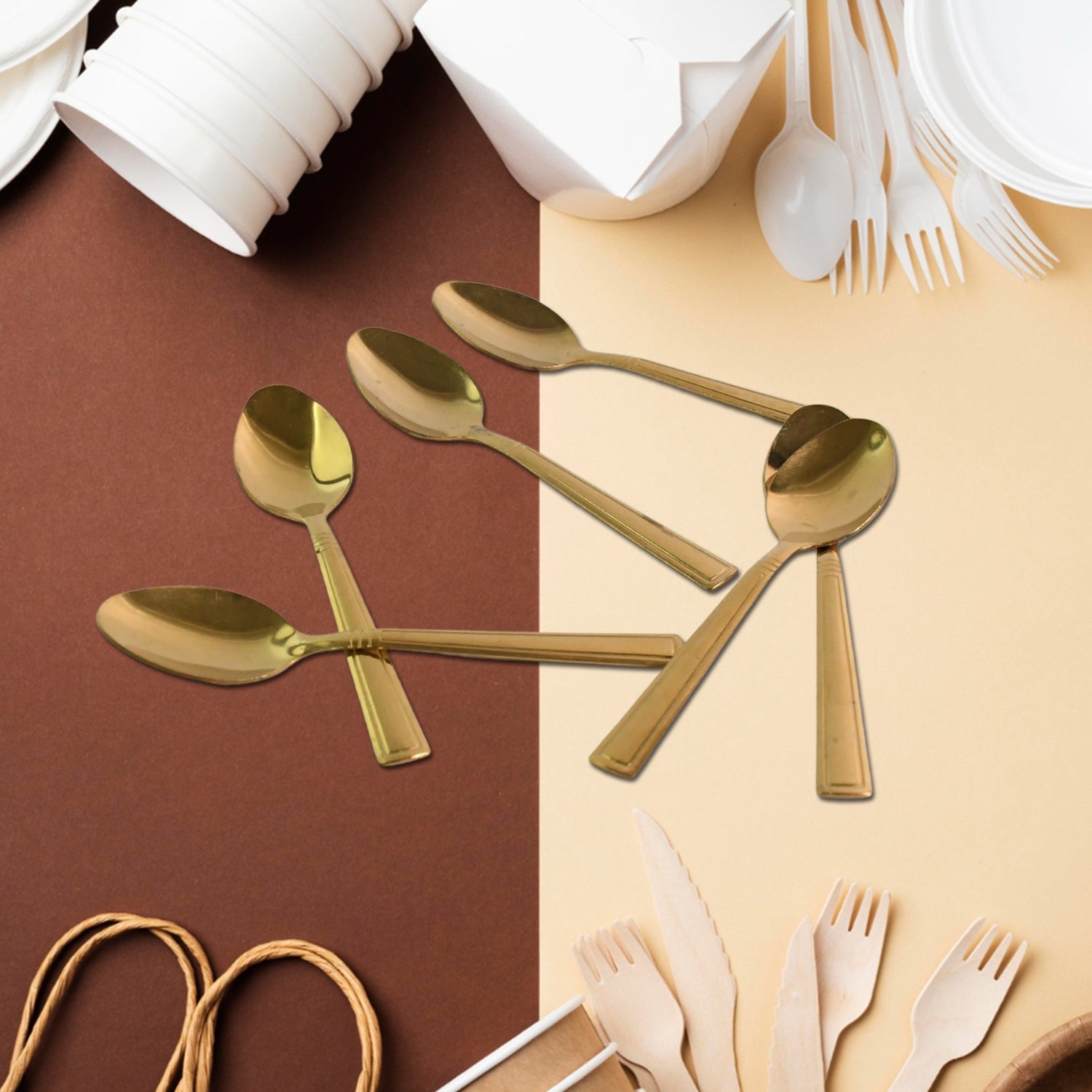 Premium Luxurious Stainless Steel Coated Spoons (6 Pcs Set / Golden) Premium Luxurious Stainless Steel Coated Spoons (6 Pcs Set / Golden)